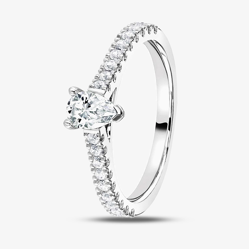 1888 Collection Platinum 0.50ct Pear-Shaped Diamond Solitaire Ring RI-2252(7X5)(.50CT PLUS)- E/SI1/0.84ct