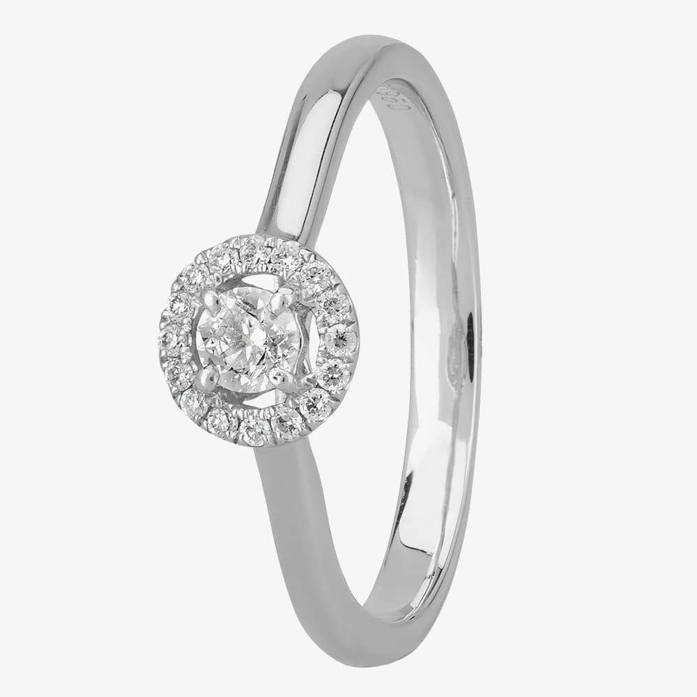 1888 Collection Platinum 0.15ct Diamond Floating Halo Ring DSR21(.15CT PLUS)- F/SI2/0.25ct