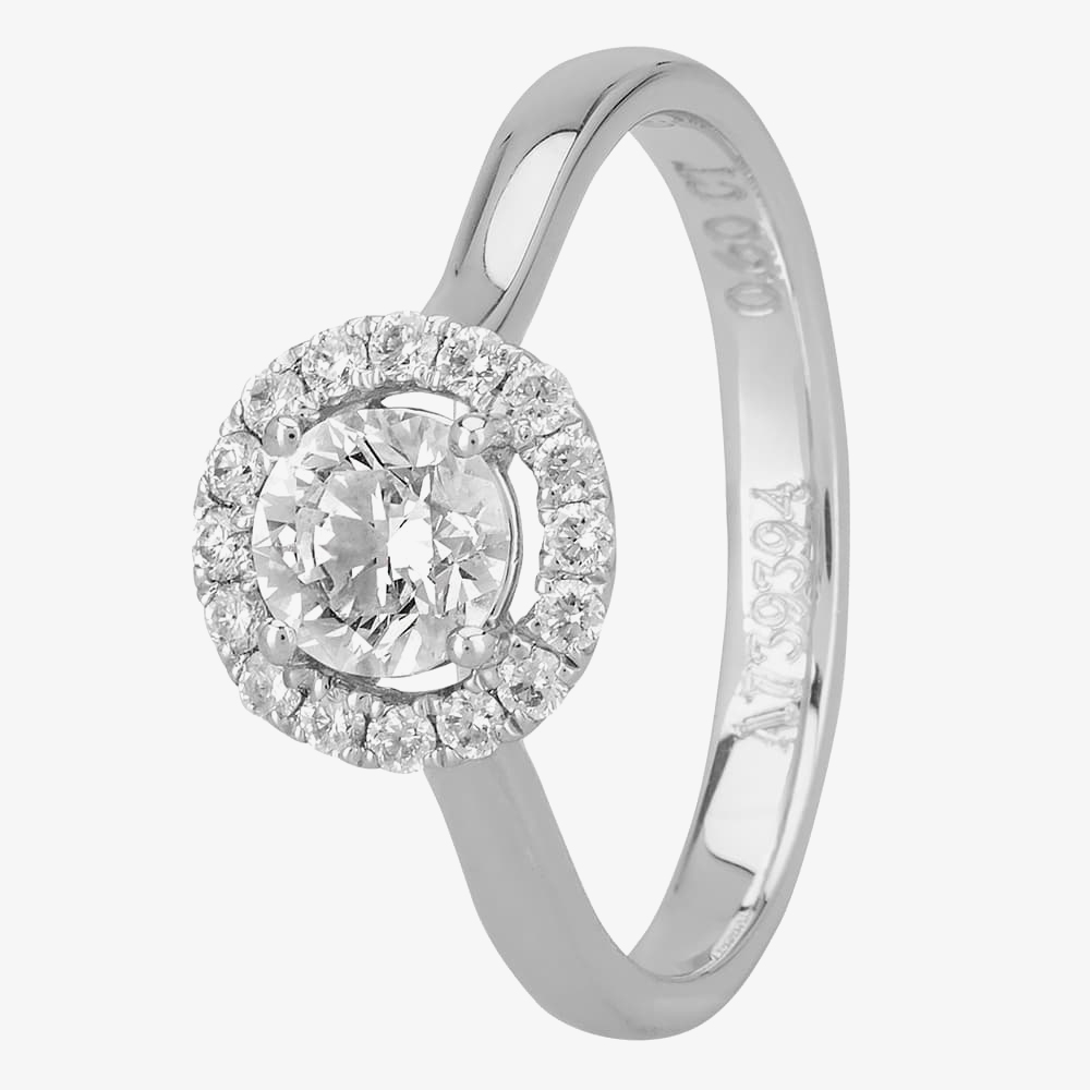 1888 Collection Platinum 0.60ct Diamond Floating Halo Ring DSR21(.60CT PLUS)- F/SI1/0.79ct