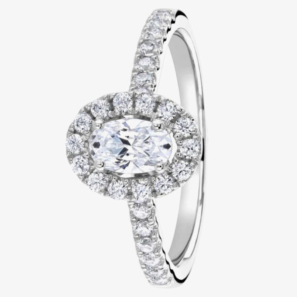 1888 Collection Platinum 0.75ct Oval-Cut Diamond Halo Cluster Ring RC2028(7X5)(.75CT PLUS)- D/SI2/1.16ct