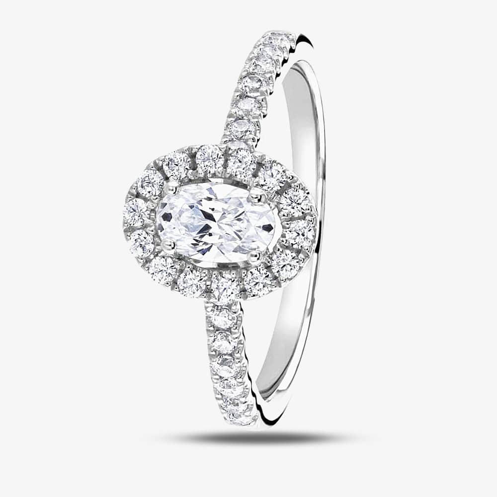 1888 Collection Platinum 0.50ct Oval-Cut Diamond Halo Cluster Ring RC2028(6X4)(.50CT PLUS)- F/SI1/0.80ct