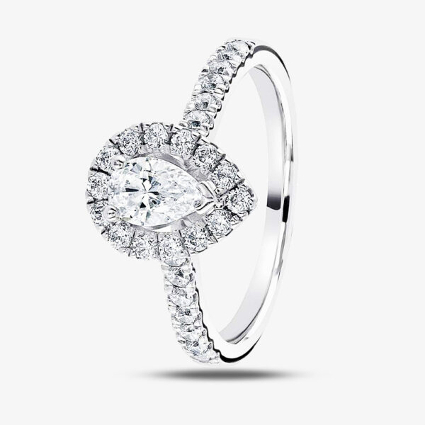 1888 Collection Platinum Pear-Cut Diamond Halo Cluster Ring RC2031(7X5) D/SI2/1.24ct