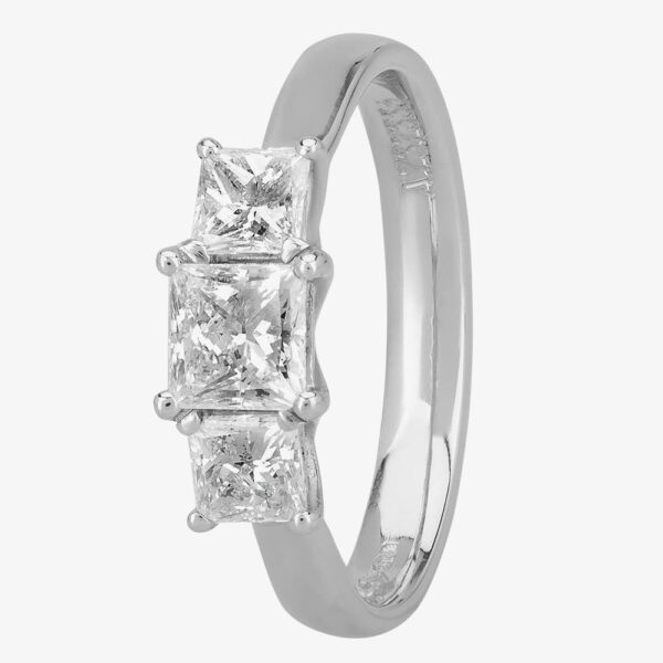 1888 Collection Platinum 1.00ct Princess-Cut Diamond Trilogy Ring R3-263(1.00CT PLUS)- G-H/VS2-SI1/1.05ct