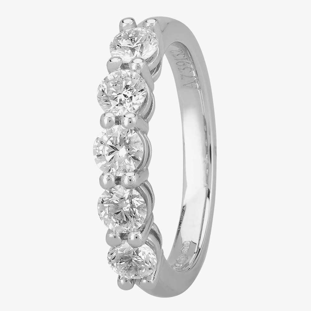 1888 Collection Platinum 1.00ct Five-Stone Diamond Ring HET1001(1.00CT PLUS)- G-H/SI1-SI2/1.00ct