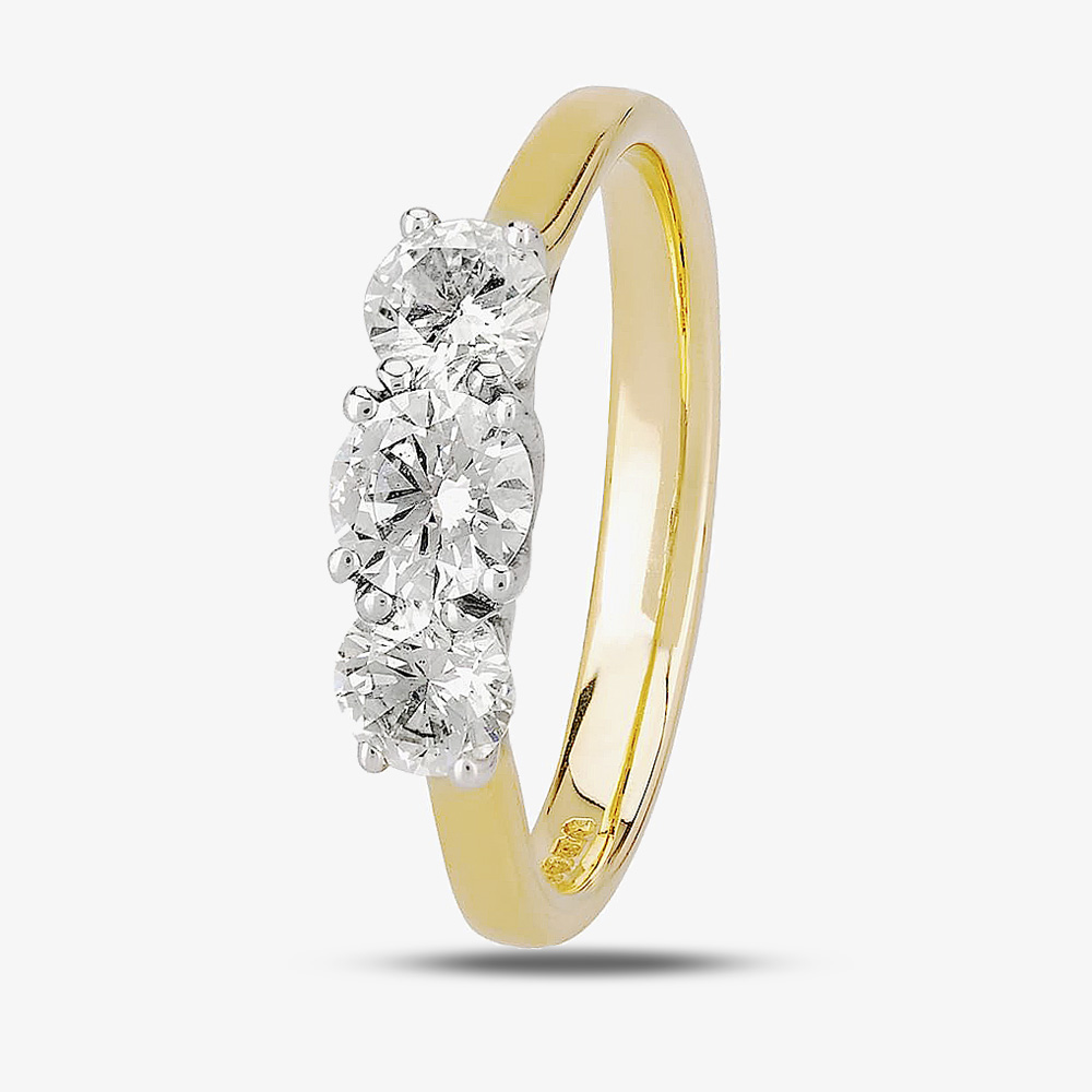1888 Collection 18ct Gold 1.00ct Diamond Trilogy Ring R3-145(1.00CT PLUS)- G-H/SI2/1.00ct