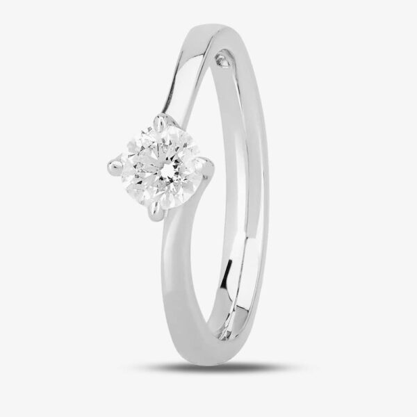 1888 Collection 18ct White Gold 0.50ct Diamond Shoulder-Set Solitaire Ring RI-137B(.50CT PLUS)- H/SI2/0.61ct