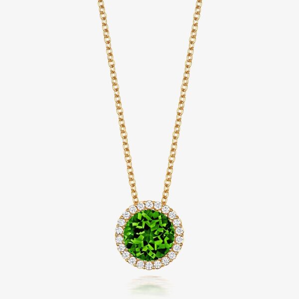 Tivon 18ct Yellow Gold Brilliant Cut Peridot Diamond Set Pendant Necklace PY-0849-PD