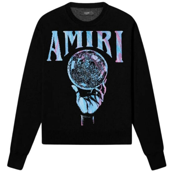 Amiri Mens Crystal Ball Design Black Knitted Jumper Cashmere - Size Medium