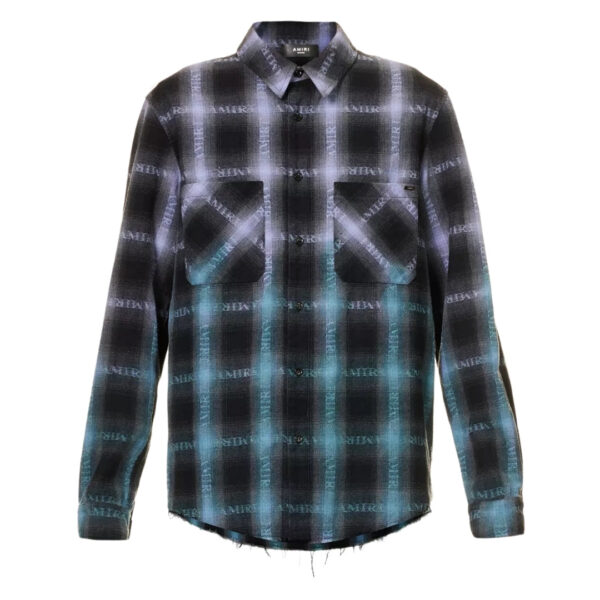 Amiri Mens Long Sleeve Plaid Purple Shirt Cotton - Size Medium
