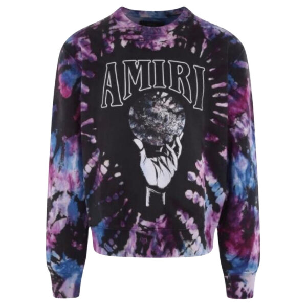 Amiri Mens Crystal Ball Tie-Dye Purple Sweatshirt Cotton - Size Medium