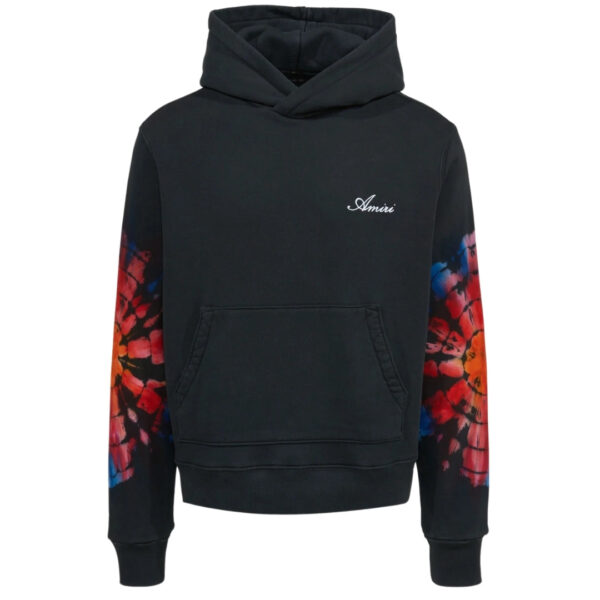 Amiri Mens Spot Tie Dye Sleeves Black Hoodie Cotton - Size X-Large