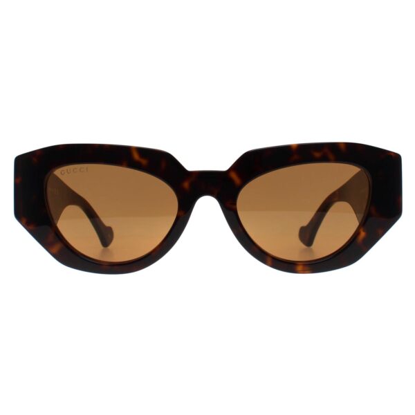 Gucci Cat Eye Womens Shiny Dark Havana Brown GG1421S - One Size