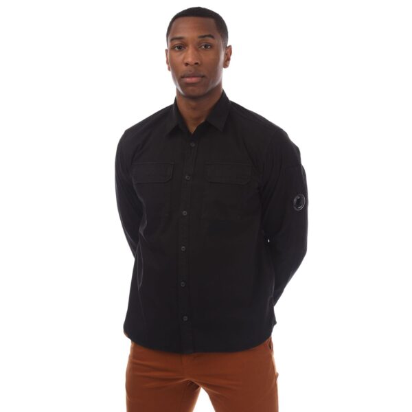 C.P. Company Mens Organic Gabardine Lens Shirt in Black Cotton - Size X-Large