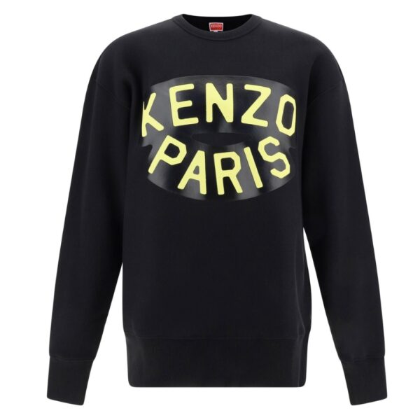 Kenzo Mens Paris Large Logo Black Sweatshirt Cotton - Size Large