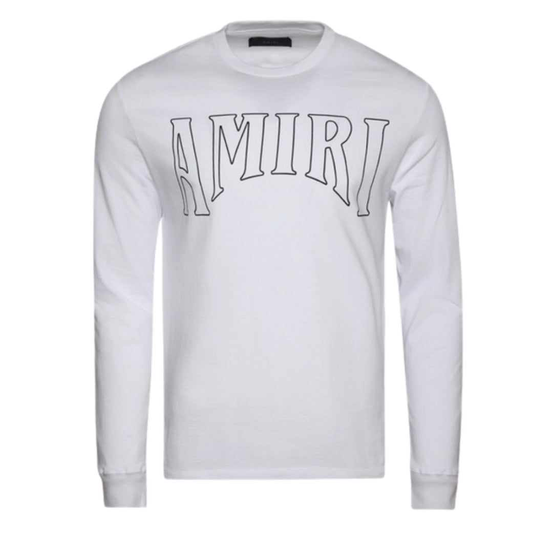 Amiri Mens Sun Logo Long Sleeve White T-Shirt Cotton - Size X-Large