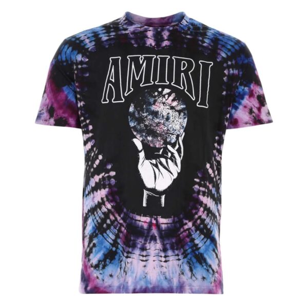 Amiri Mens Crystal Ball SS Logo Tie-Dye Purple T-Shirt Cotton - Size 2XL
