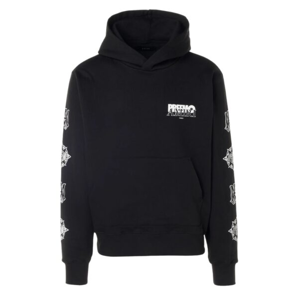 Amiri Mens Premier Logo Black Hoodie Cotton - Size Medium