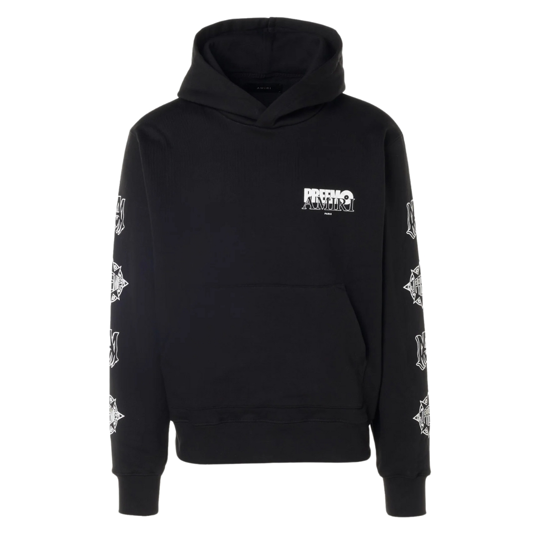 Amiri Mens Premier Logo Black Hoodie Cotton - Size Medium
