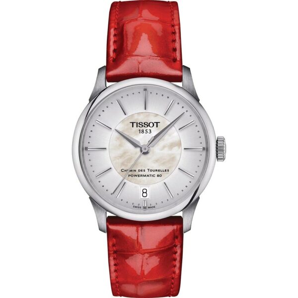 Tissot T-classic Chemin Des Tourelles Powermatic 80 Womens Red Watch T1392071611100 Leather - One Size