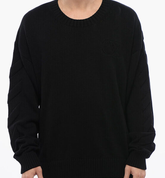 Off-White Mens Crewneck Cotton Sweater in Black - Size Large