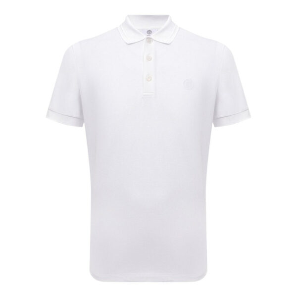 Burberry Mens Monogram Embroidered White Polo Shirt Cotton - Size Small