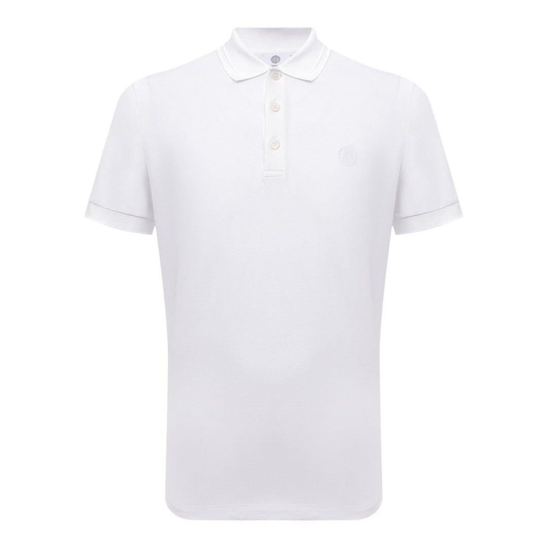 Burberry Mens Monogram Embroidered White Polo Shirt Cotton - Size Small