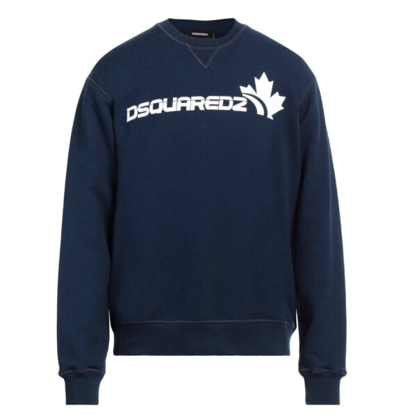 Dsquared2 Mens Bold Maple Leaf Logo Navy Blue Sweatshirt Cotton - Size Medium