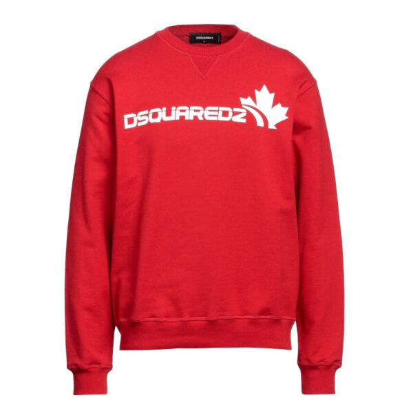 Dsquared2 Mens Bold Maple Leaf Logo Red Sweatshirt Cotton - Size Large