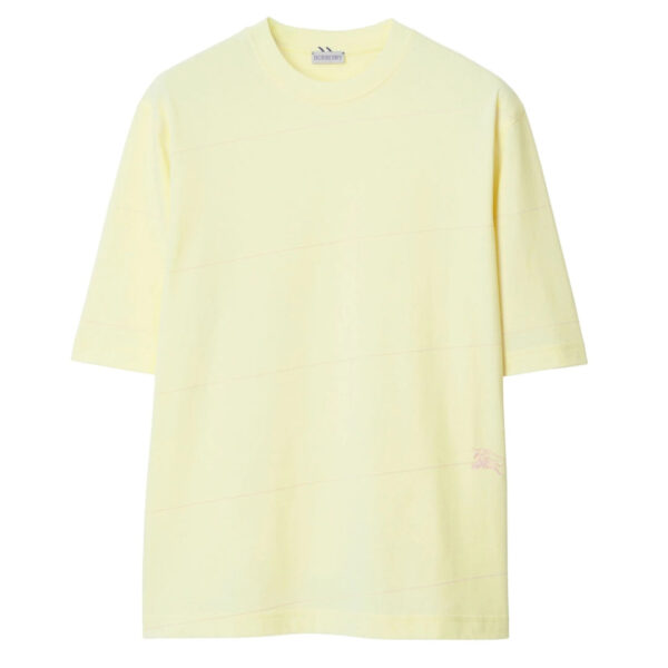Burberry Mens Striped Sherbet Yellow T-Shirt Cotton - Size Medium