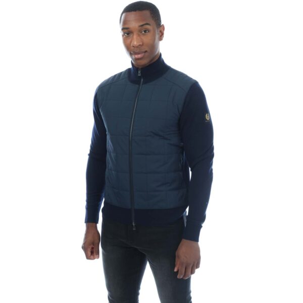 Belstaff Mens Kelbrook Zip Cardigan in Navy Wool - Size Small