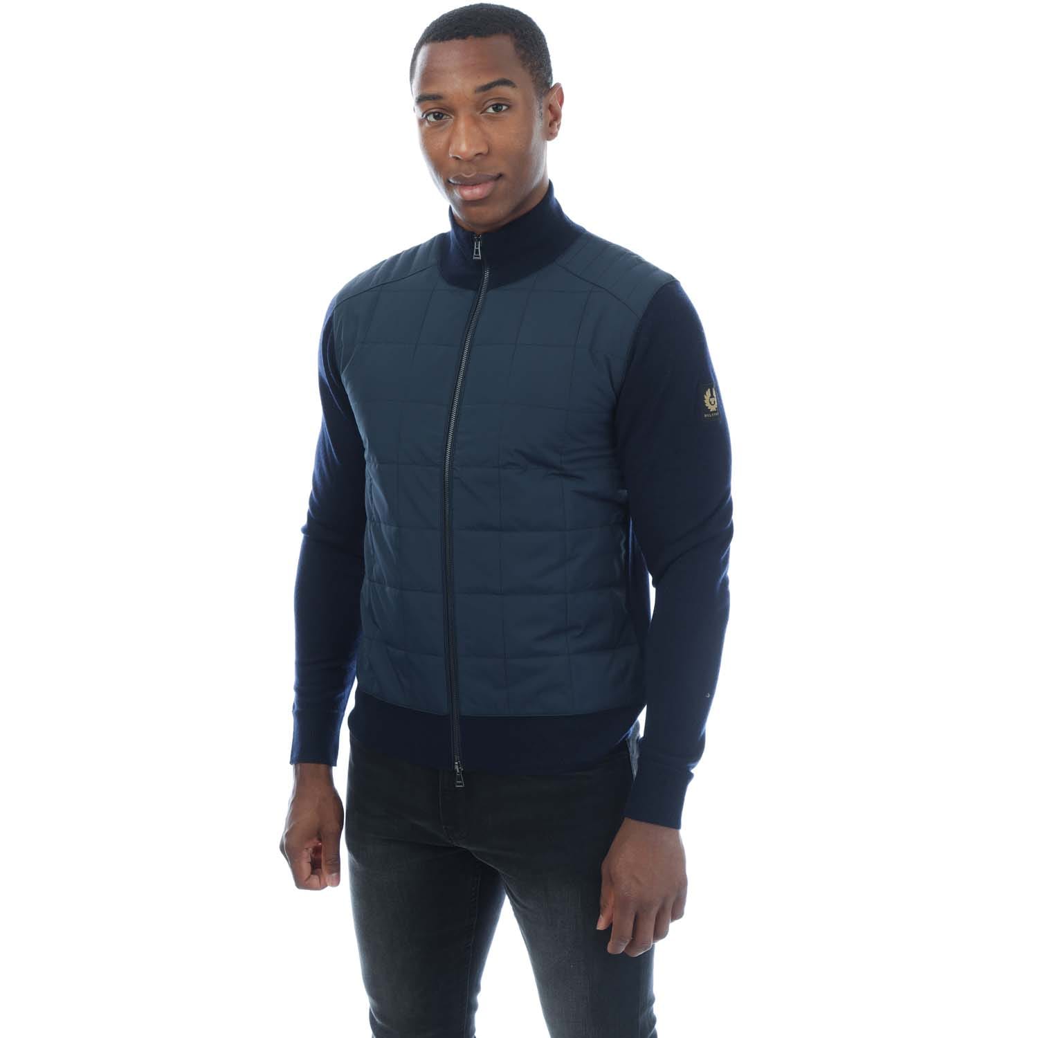 Belstaff Mens Kelbrook Zip Cardigan in Navy Wool - Size Small