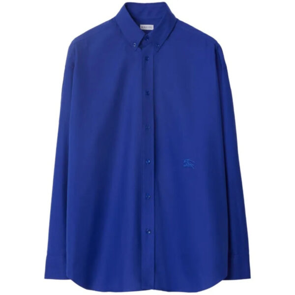 Burberry Mens Equestrian Knight Blue Casual Shirt Cotton - Size Large