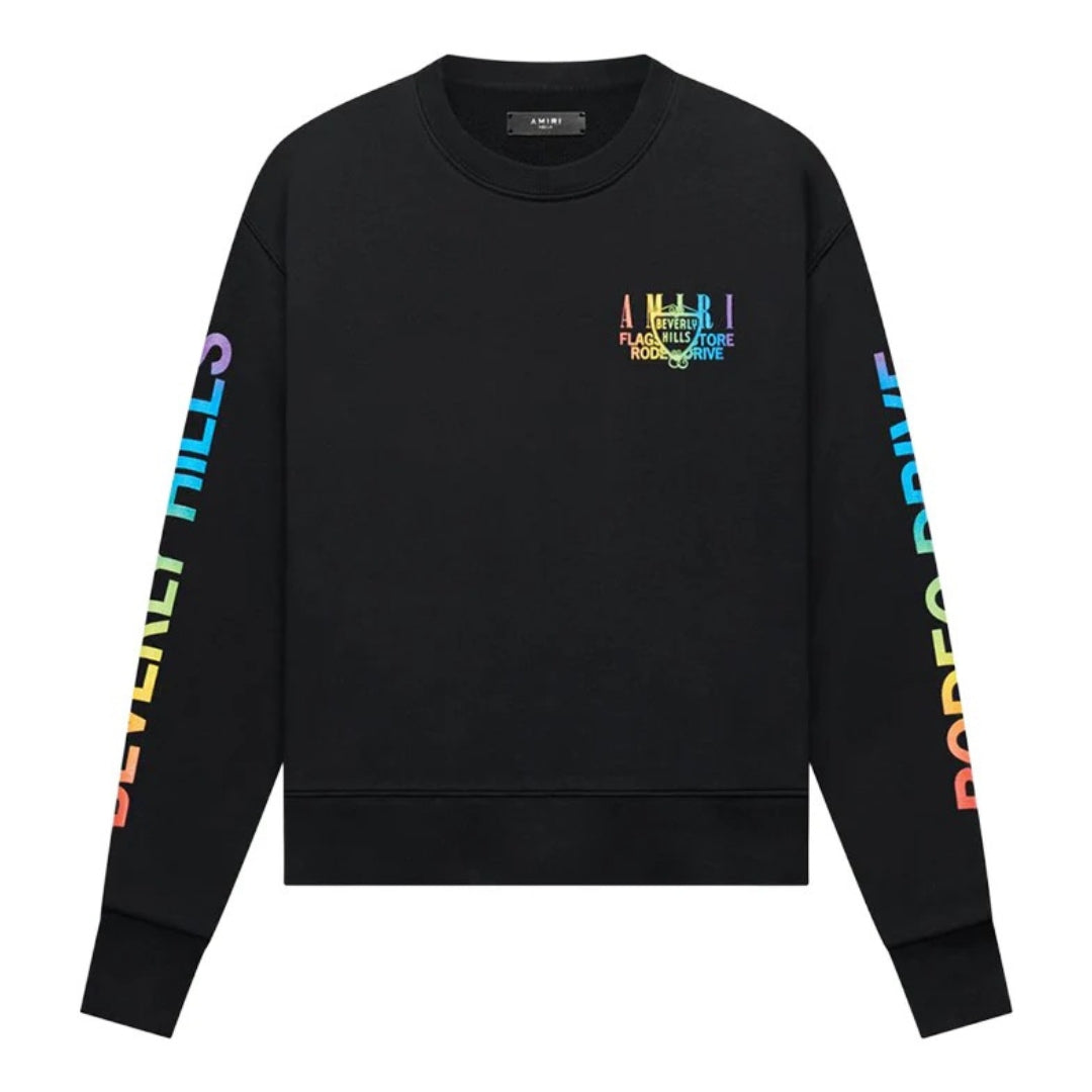 Amiri Mens Xo Beverly Hills Black Crewneck Jumper Cotton - Size Small