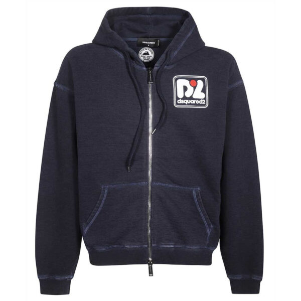 Dsquared2 Mens Hercalina Fit Navy Blue Hoodie Cotton - Size Small