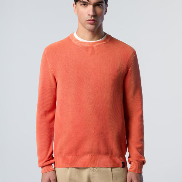 North Sails Mens Sweater Honeycomb crew-neck - Orange Cotton - Size Large