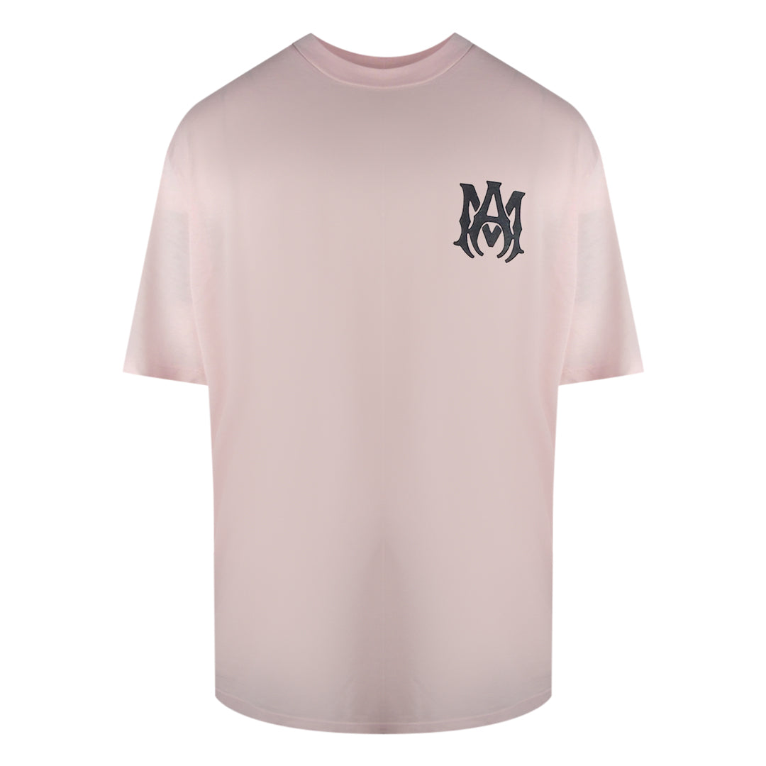 Amiri Mens Puff Logo Pink T-shirt Cotton - Size Large