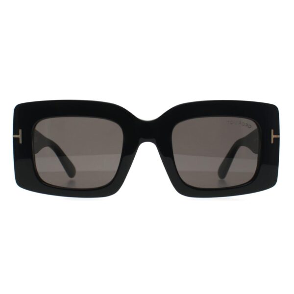 Tom Ford Square Womens Shiny Black Grey with Light Mirror Brigitta FT1188 - One Size