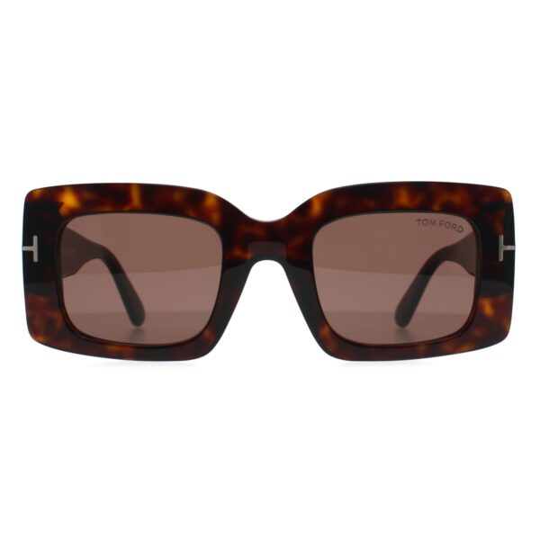 Tom Ford Square Womens Shiny Dark Havana Light Brown Brigitta FT1188 - One Size