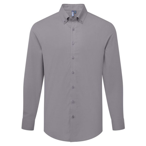 Premier Mens Supreme Oxford Long-Sleeved Shirt (Steel Grey) - Blue/Dark Grey - Size 3XL