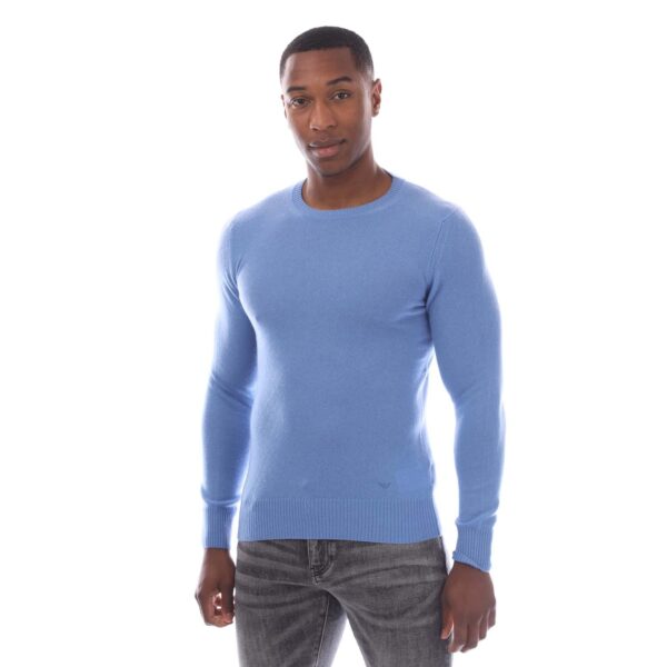 Emporio Armani Mens Pure Cashmere Jumper in Blue - Size 2XL