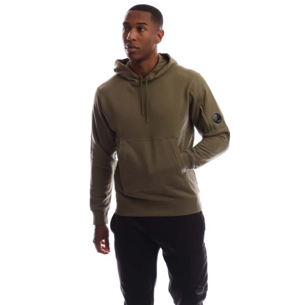 C.P. Company Mens Diagonal Raised Fleece Lens Hoodie in Green Cotton - Size Small