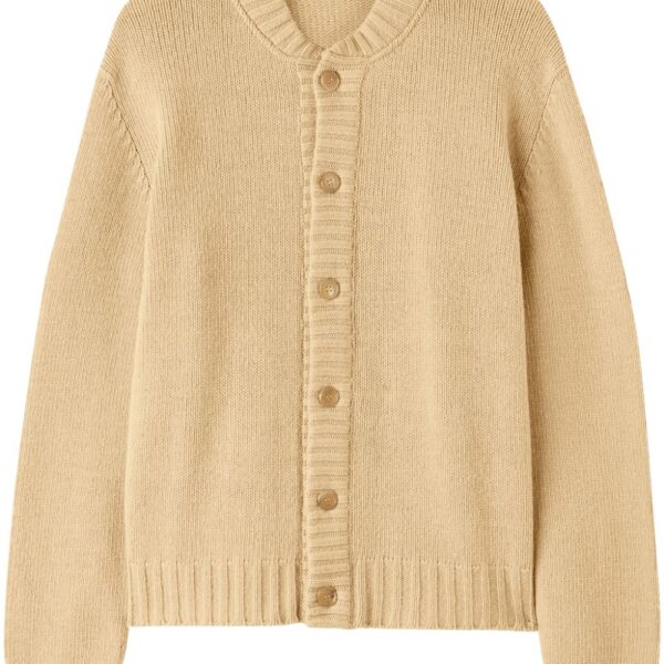 Palm Angels Mens Curved Logo Cardigan Beige Wool Blend - Size Medium