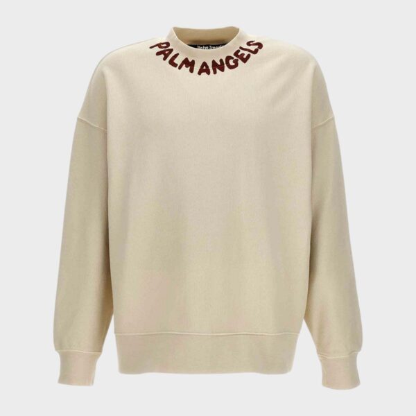 Palm Angels Mens Seasonal Logo Crewneck White Red - Size Small