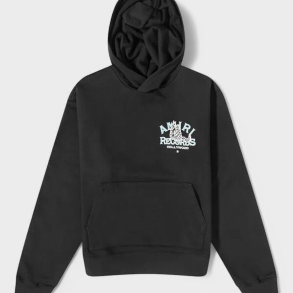 Amiri Mens Records Wolf Hoodie Black - Size X-Large