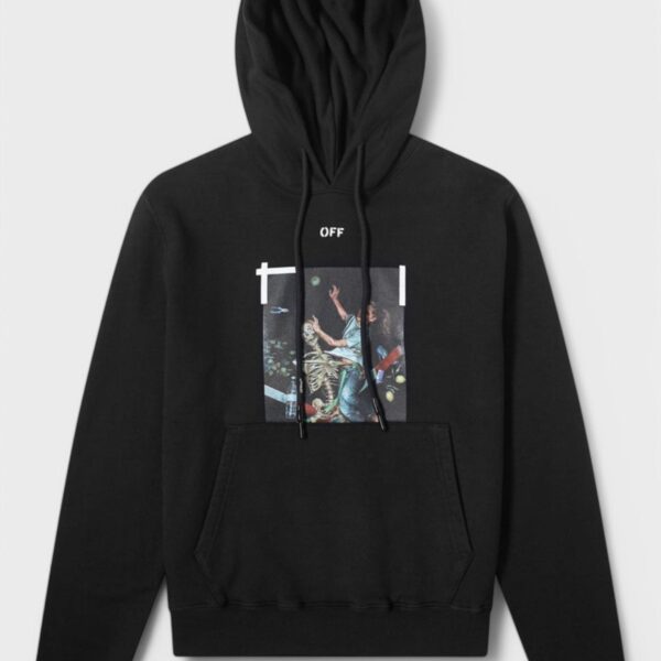 Off-White Mens Pascal Print Slim Hoodie 'Black/White' Cotton - Size X-Small