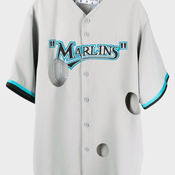 Off-White Mens Miami Marlins Cut-Out Shirt - Size Medium
