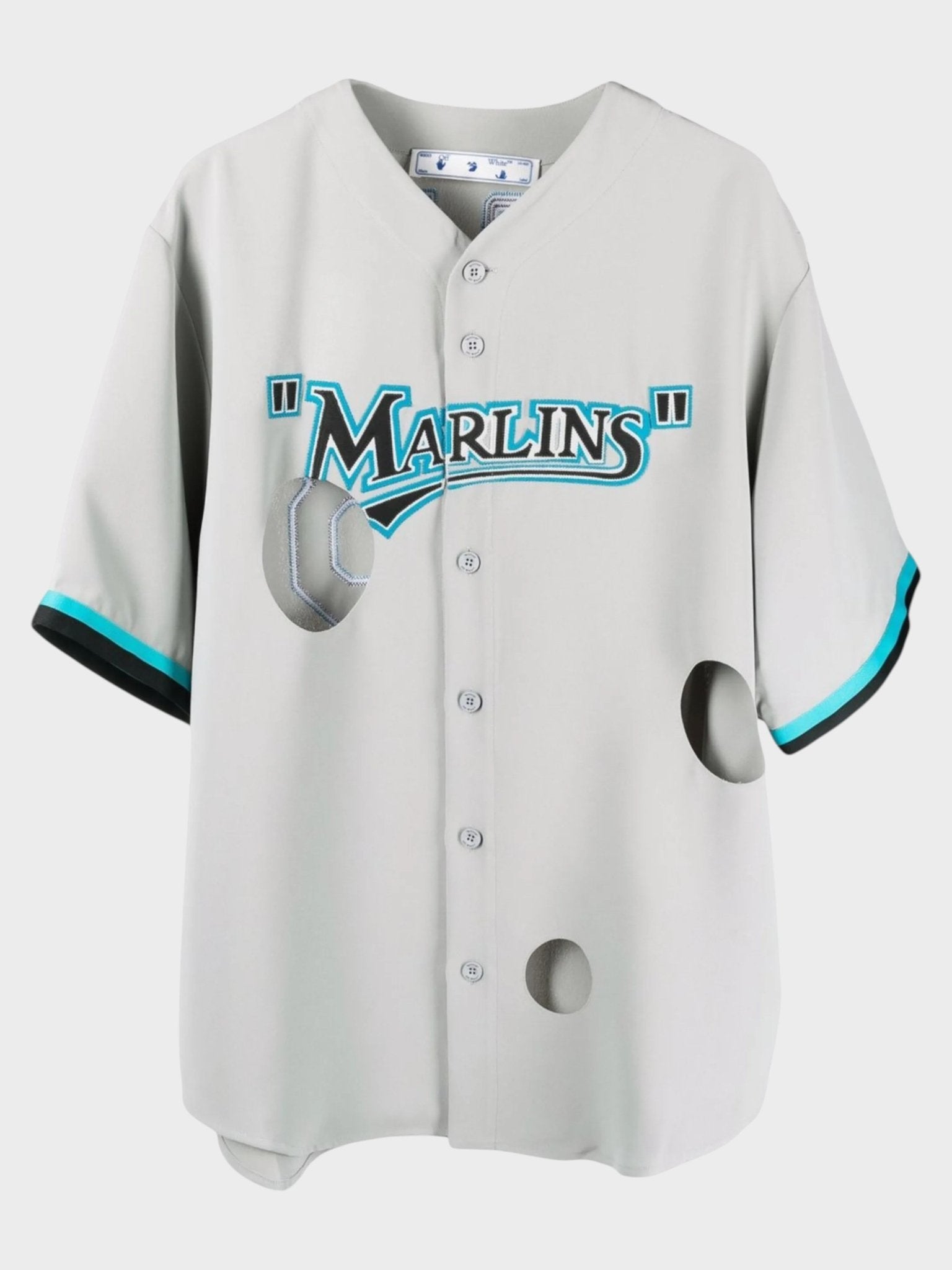 Off-White Mens Miami Marlins Cut-Out Shirt - Size Medium