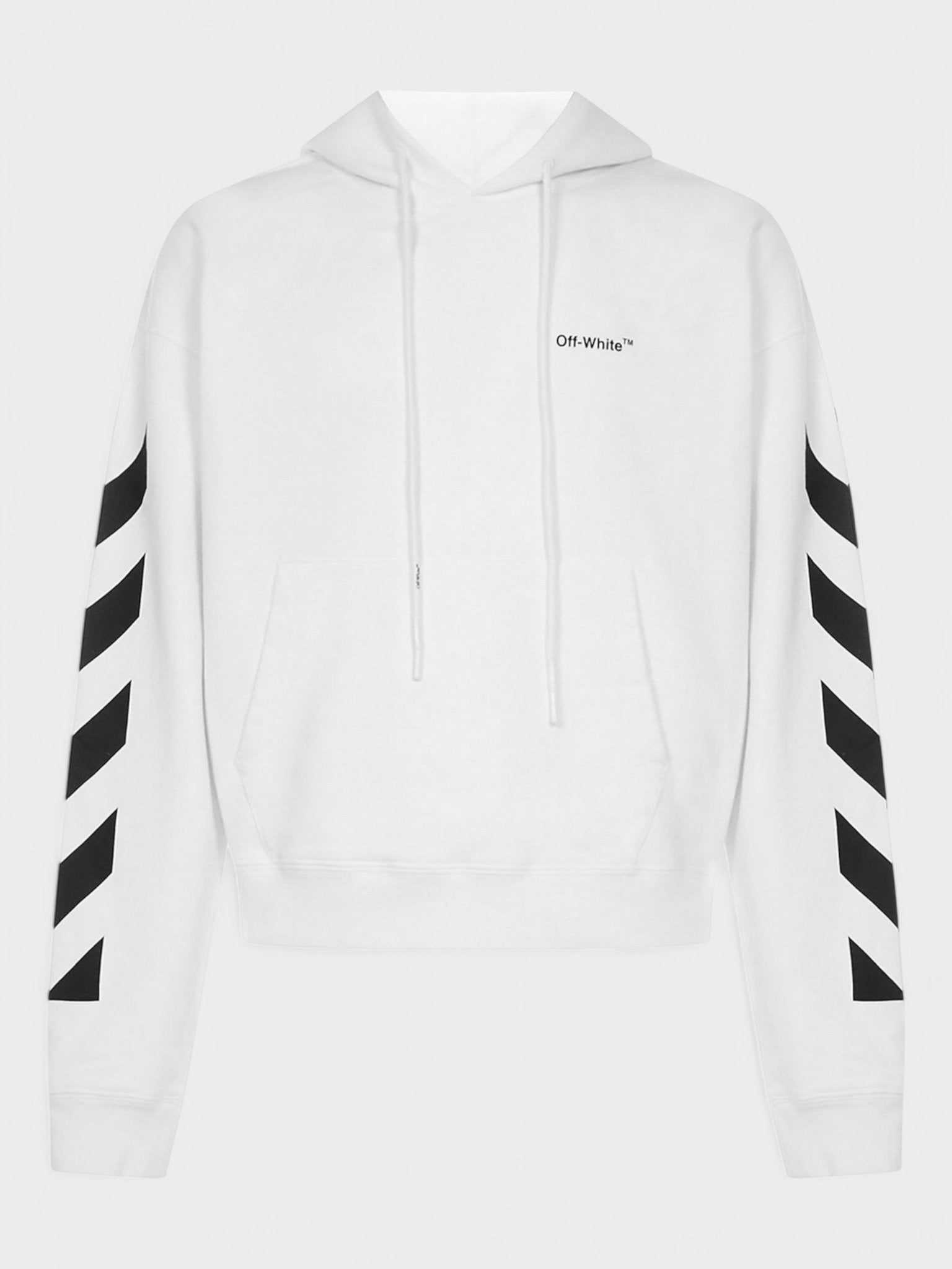 Off-White Mens Diagonal Helvetica Oversized Hoodie White/Black Cotton - Size X-Small