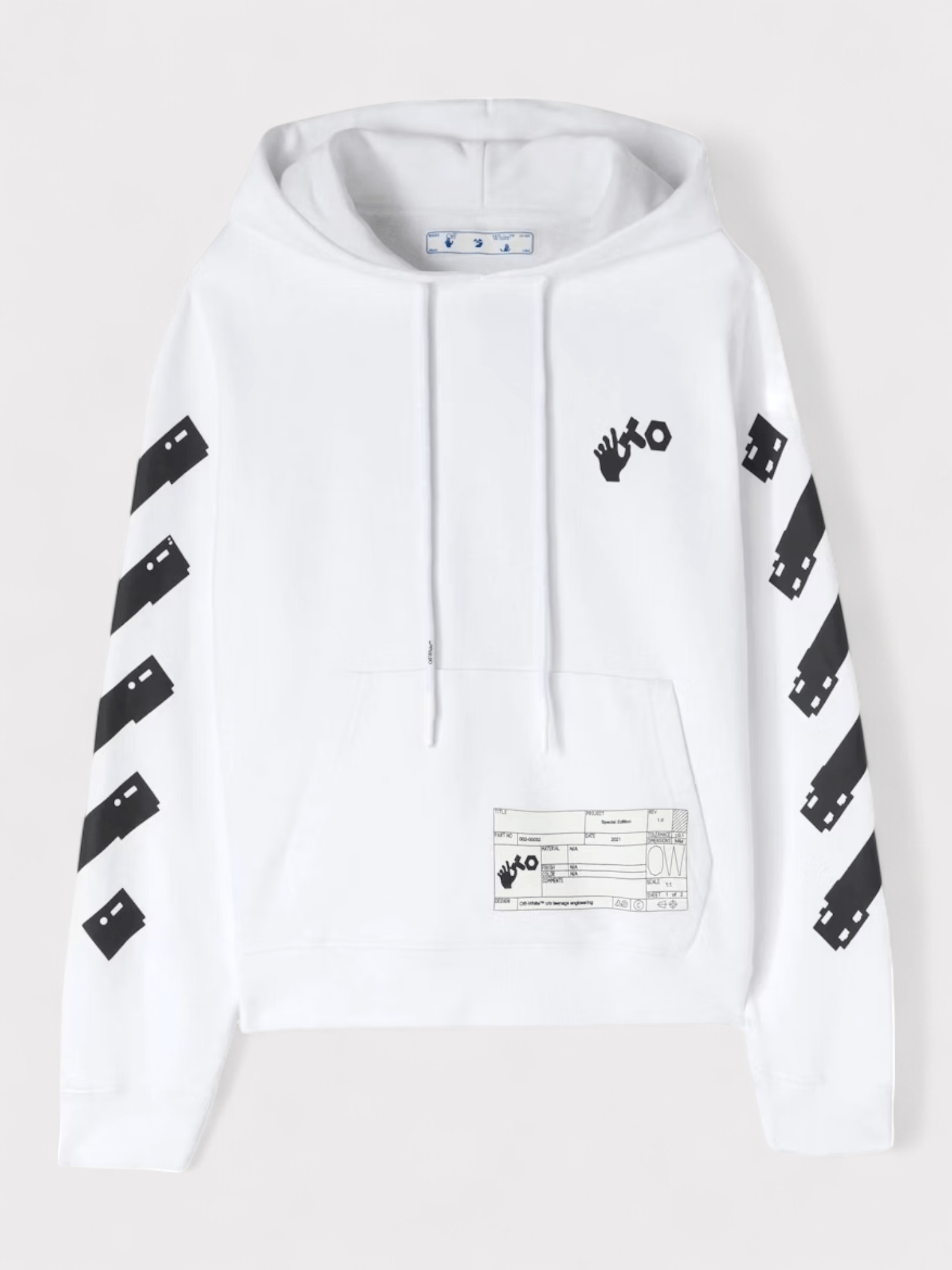 Off-White Mens Teenage Engineering Arrow Hoodie White - Size Small