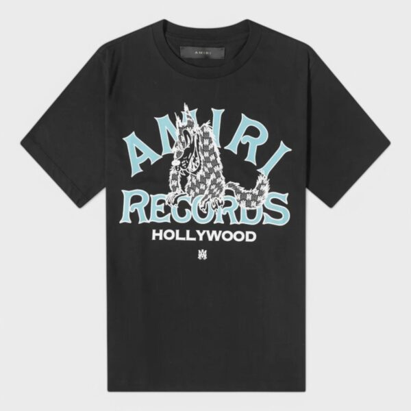 Amiri Mens Records Wolf Tee Black Cotton - Size Small